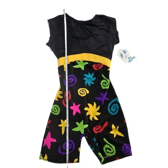 Body Wrappers Vintage 80s Open Back Unitard Biketard Leotard Dance Size Preteen